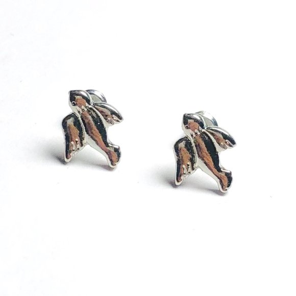 New! Silver Flying Bird Stud Earrings - Picture 3 of 9